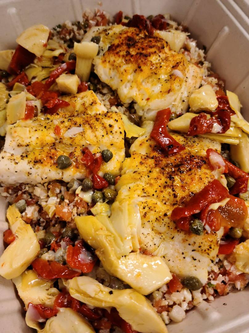 Artichoke cod with gf pasta