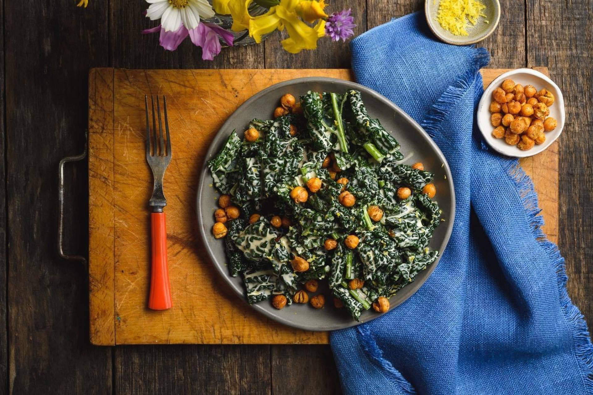 Kale Caesar Salad-shrimp