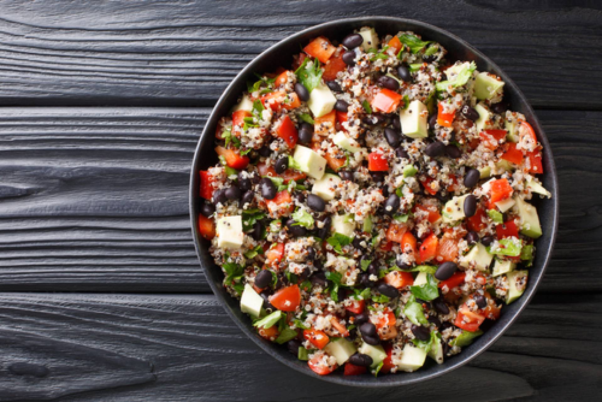 Southwestern Quinoa Salad-turkey burger