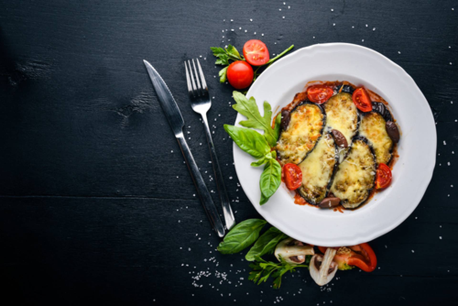 Eggplant Parmesan with zucchini noodles