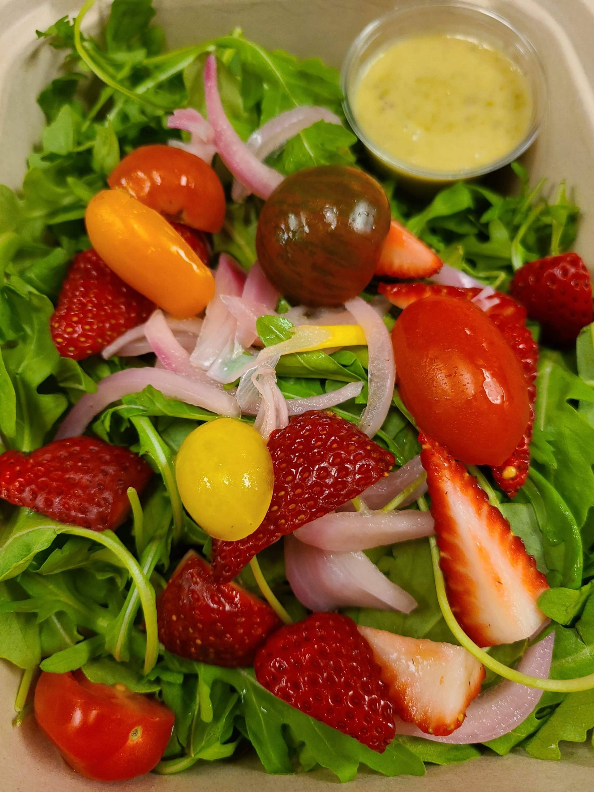 Local Strawberry & Arugula Salad-turkey burger