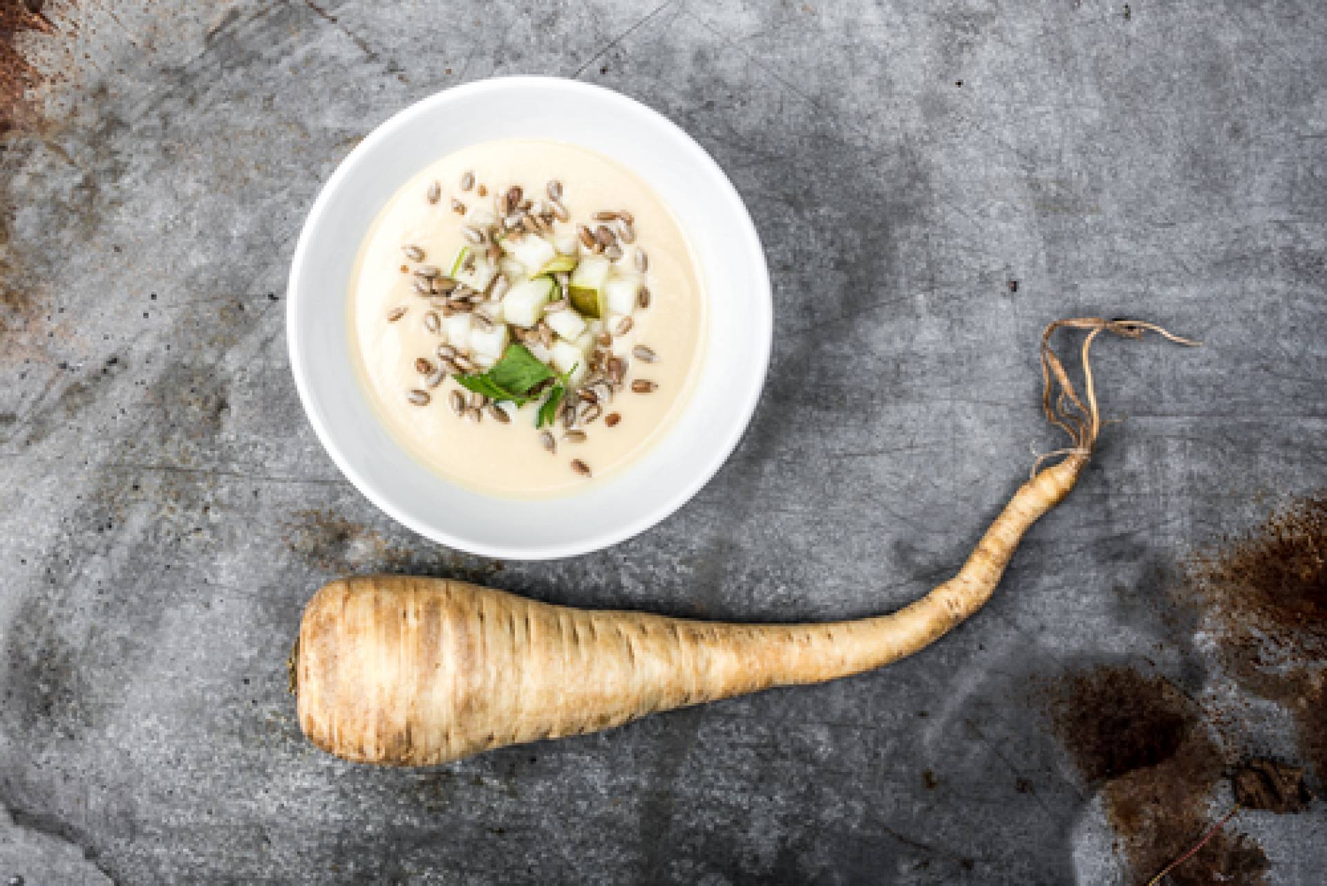 Roasted Parsnip and Pear bisque