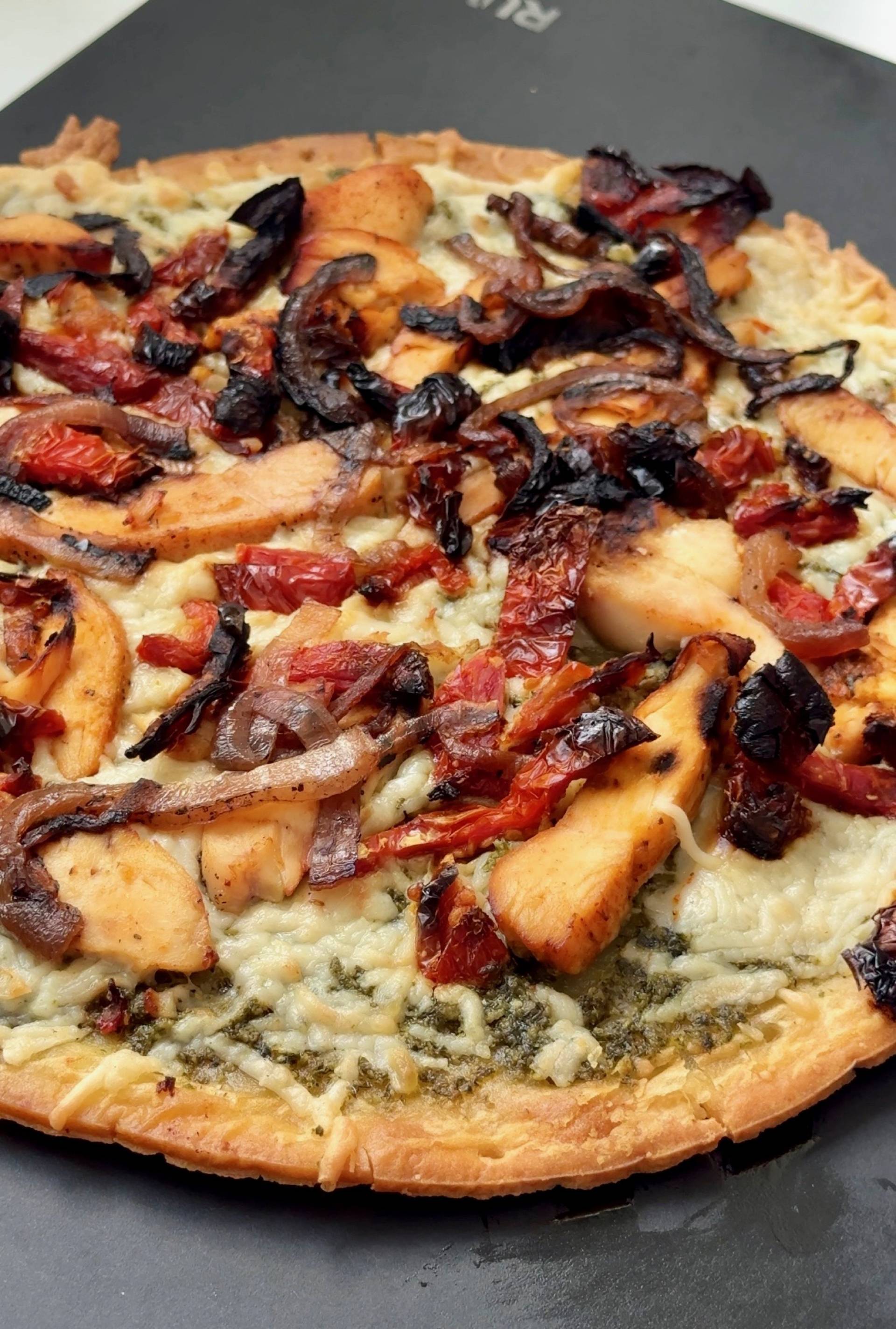 Cauliflower Crust Pesto Chicken Pizza