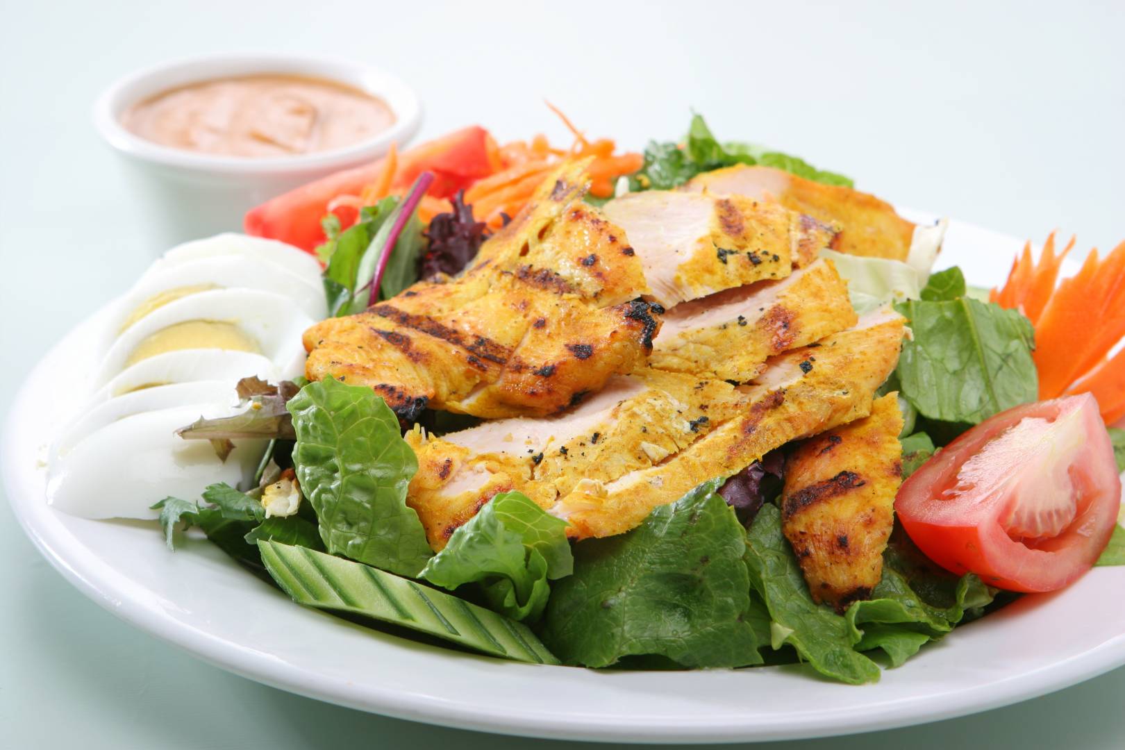 Nicoise-style salad-chopped chicken