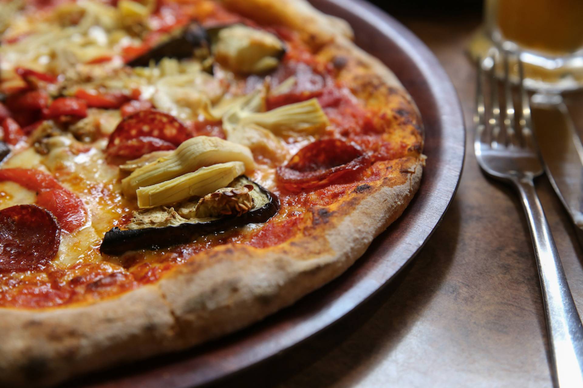 Artichoke & Eggplant Cauliflower Crust Pizza