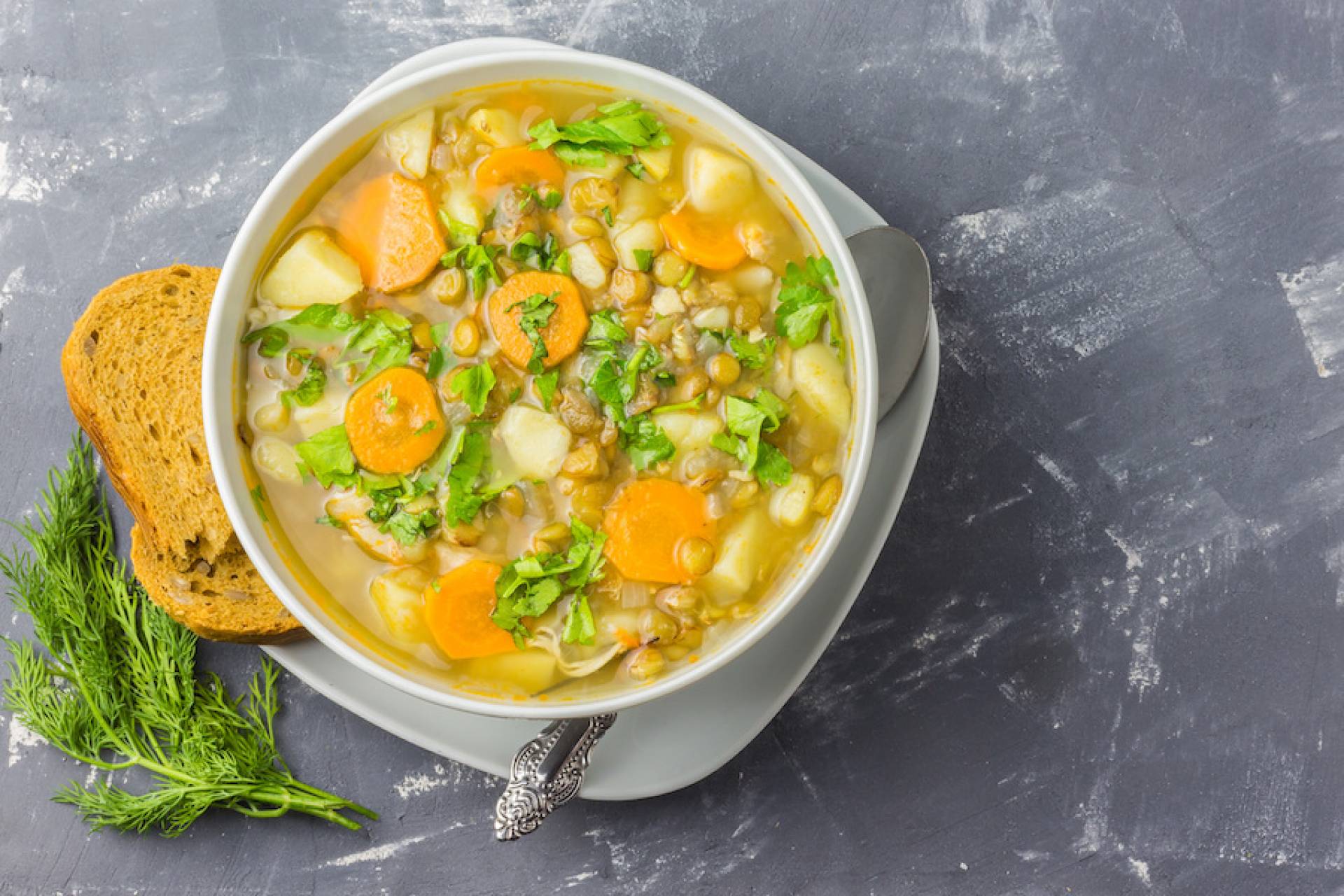 Chicken, Spinach, Lentil Soup