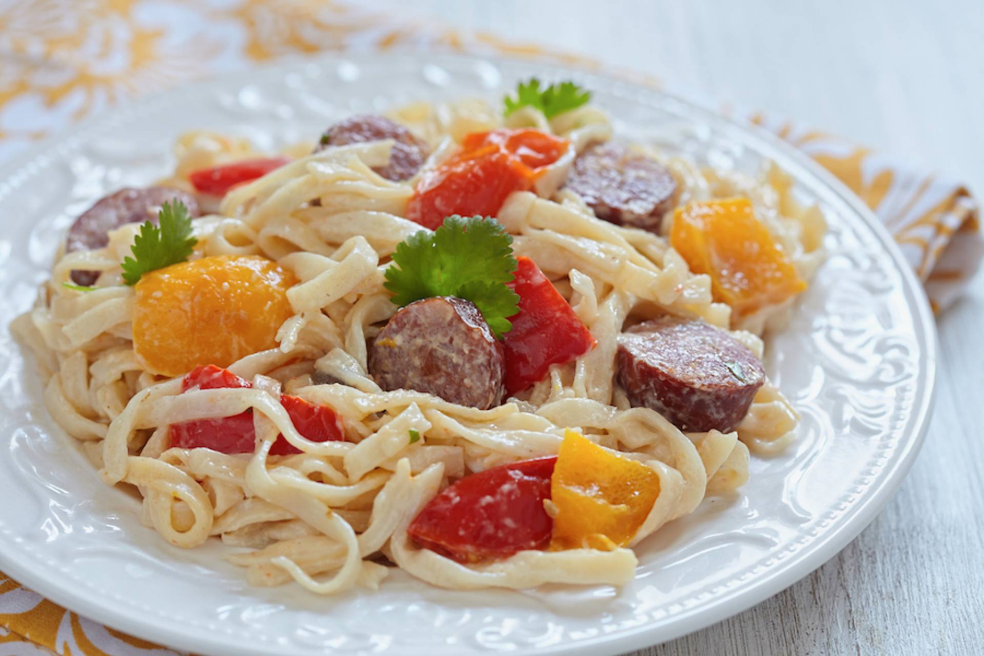 Sausage Pepper Onion Pasta